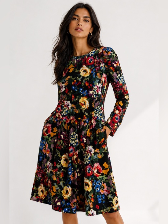 Love Moschino Dresses & Skirts - Love Moschino Floral Fit & Flare Dress Puff Shoulder Long Sleeve IT 40 US 6
